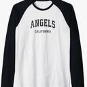 Angels California CA Vintage Athletic Sports Design Raglan Baseball Tee, Large