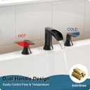 Oil Rubbed Bronze Waterfall Tub Faucet 3 Hole, Brass High Flow Roman Bathtub Faucet, Widespread Bathtub Faucets 6-16 Inch 2 Handle Deck Mount