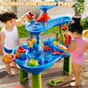3-Tier Sand and Water Table Toys for Kids Aged 3 4 5 6 7 8, Water Waterfall Sensory Play Table with Beach Toys Accessories, Outdoor Activity Playset for Toddlers 2-4 3-5 4-6, Birthday Gifts