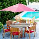 Farmhouse Round Outdoor Fitted Tablecloth with Umbrella Hole Waterproof Patio Table Covers Zippered Wipeable Round Table Cloth for Picnic,Patio,Garden (Wood, 36" - 44")