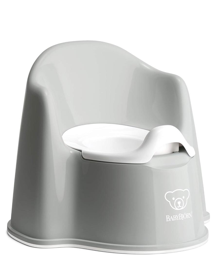 BabyBjrn Potty Chair, Gray/White Potty Training Toilet, Easy-to-Clean, Removable Inner Potty, Non-Slip, 1 Count