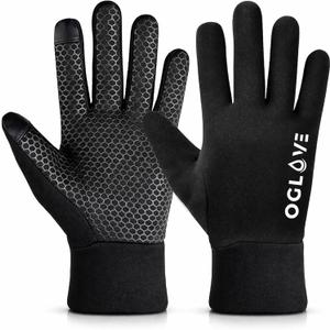 OGLOVE Kids Waterproof Soccer Field Gloves Thermal Youth Sports Gloves with Anti-Slip Grip and Touchscreen for Soccer, Lacrosse, Running and Cold Weather (Black, M)