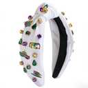 Mardi Gras Headband for Women Carnival Costumes Headbands Fat Tuesday New Orleans Masquerade Party Accessories (White)