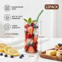 10 x Water Glasses Set of 12, Thin Highball Glasses, 17 Oz Tall Drinking Glasses, Lightweight Crystal Collins Glasses for Water, Juice, Cocktails, Mojito, Whiskey