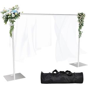 Heavy Duty Backdrop Stand 8x10 FT, Adjustable Pipe and Drape Stand, Photo Booth Back Drop Stand for Party, Events, Wedding, Banquet Decorations, Silver