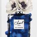 WEboL Fashion Perfume Bottle With Blue & White Poppy Flower Decorative Painting Canvas Wall Art Picture Print Modern Family Bedroom Decor 16x24inch(40x60cm)