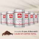 Illy Whole Bean Coffee, Classico Medium Roast - Mild & Balanced - 100% Arabica - Whole Beans - Pressurized Packaging Sealed for Freshness - 8.8oz can (Pack of 6)