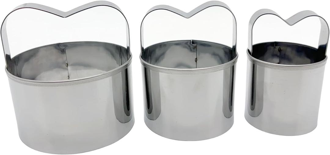 3-Piece Round Cookie Cutters Set with Handle - 2, 2.5, and 3 Inch Sizes, 0.4mm Thickness, Beautiful Design - Perfect Biscuit Cutter for Baking