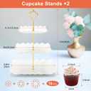 Coitak 5 Pieces Cupcake Stand Set, 2 Pieces 3 Tier Cupcake Stands with 3 Pieces Appetizer Trays, Dessert Tower Tray for Tea Party