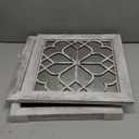 HMANGE Farmhouse Wall Mirror with Carved Floral Design - Rustic Mirror Decor for Home, 12x12 Inch 4PCS