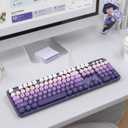 Atelus Computer Keyboard Wired, Plug Play USB Keyboard with Large Number Pad, Caps Indicators, Foldable Stands, Full Size Keyboard for Windows PC Laptop (Purple)