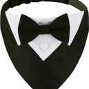 ADOGGYGO Formal Dog Tuxedo, Wedding Dog Collar with Bow Tie, Adjustable Pet Wedding Collar Bandana for Small Medium Large Dogs (Small, Black)