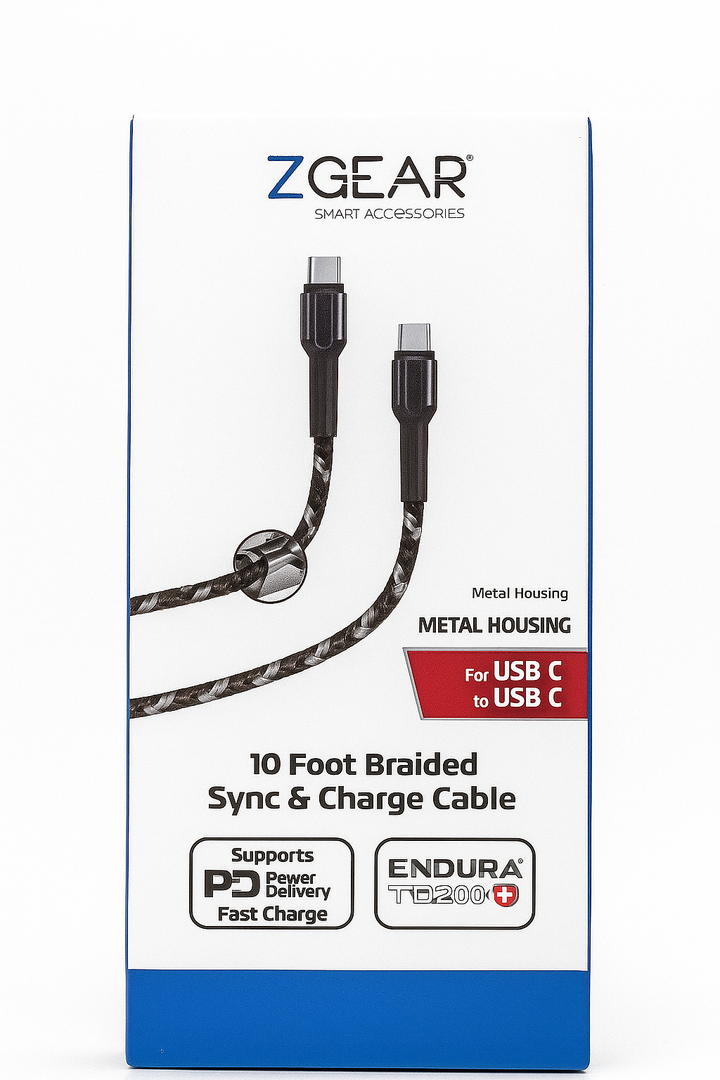 Zgear 10-Foot Braided Sync And Charge Cable 