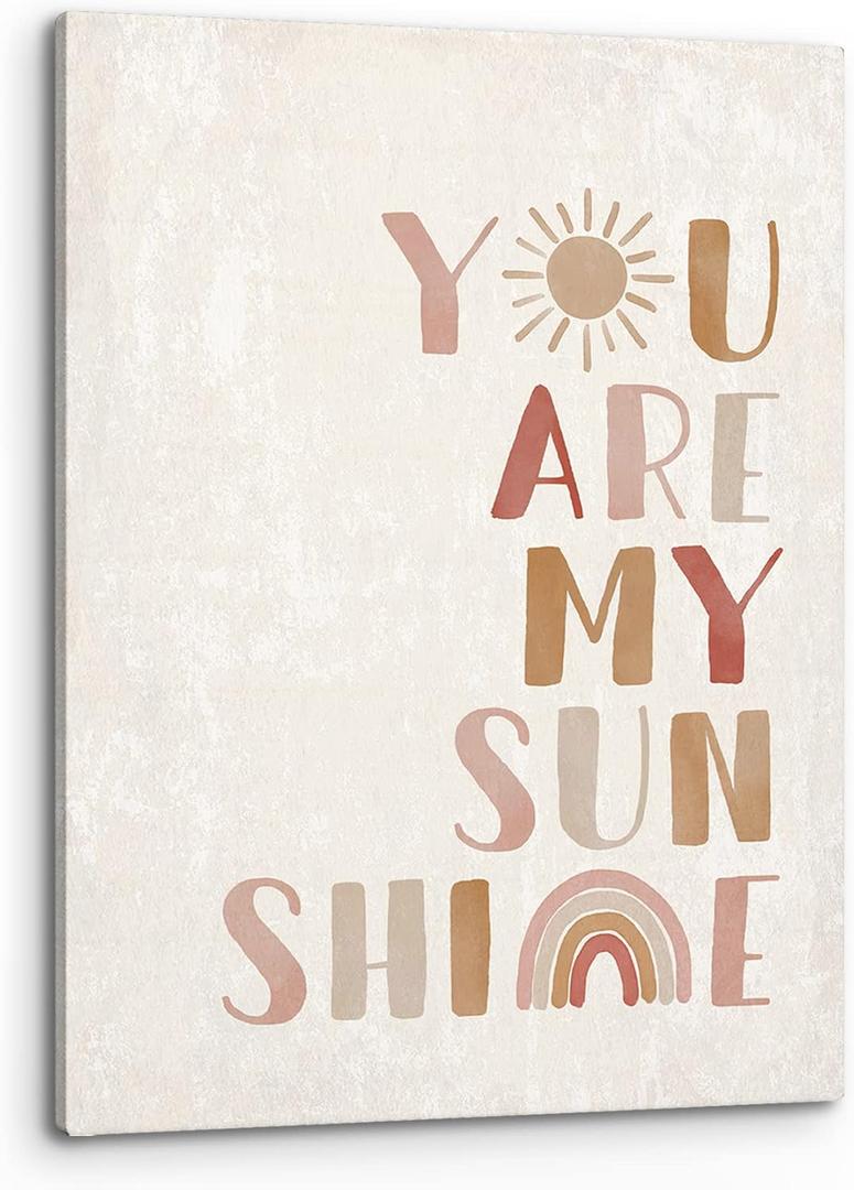 PHAMTE Wall Art You Are My Sunshine Wall Decor,Boho Nursery Decor,You Are My Sunshine Boho Sun Sunshine Rainbow Canvas Framed Wall Decor Home Teens Girls Kids Nursery Classroom Bedroom Living (14"L x 11"W, Cream colour) PHAMTE Wall Art You Are My Sunshine Wall Decor,Boho Nursery Decor,You Are My Sunshine Boho Sun Sunshine Rainbow Canvas Framed Wall Decor Home Teens Girls Kids Nursery Classroom Bedroom Living (14"L x 11"W, Cream colour)
