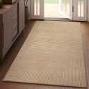 Boho 3x5 ft Washable Area Rug Entryway Runner for Kitchen, Non Slip Woven Hallway Rugs Kitchen Mats for Floor Hall Rug Indoor Door Mat Carpet for Backdoor Bedroom Living Room, Easy Clean, Brown