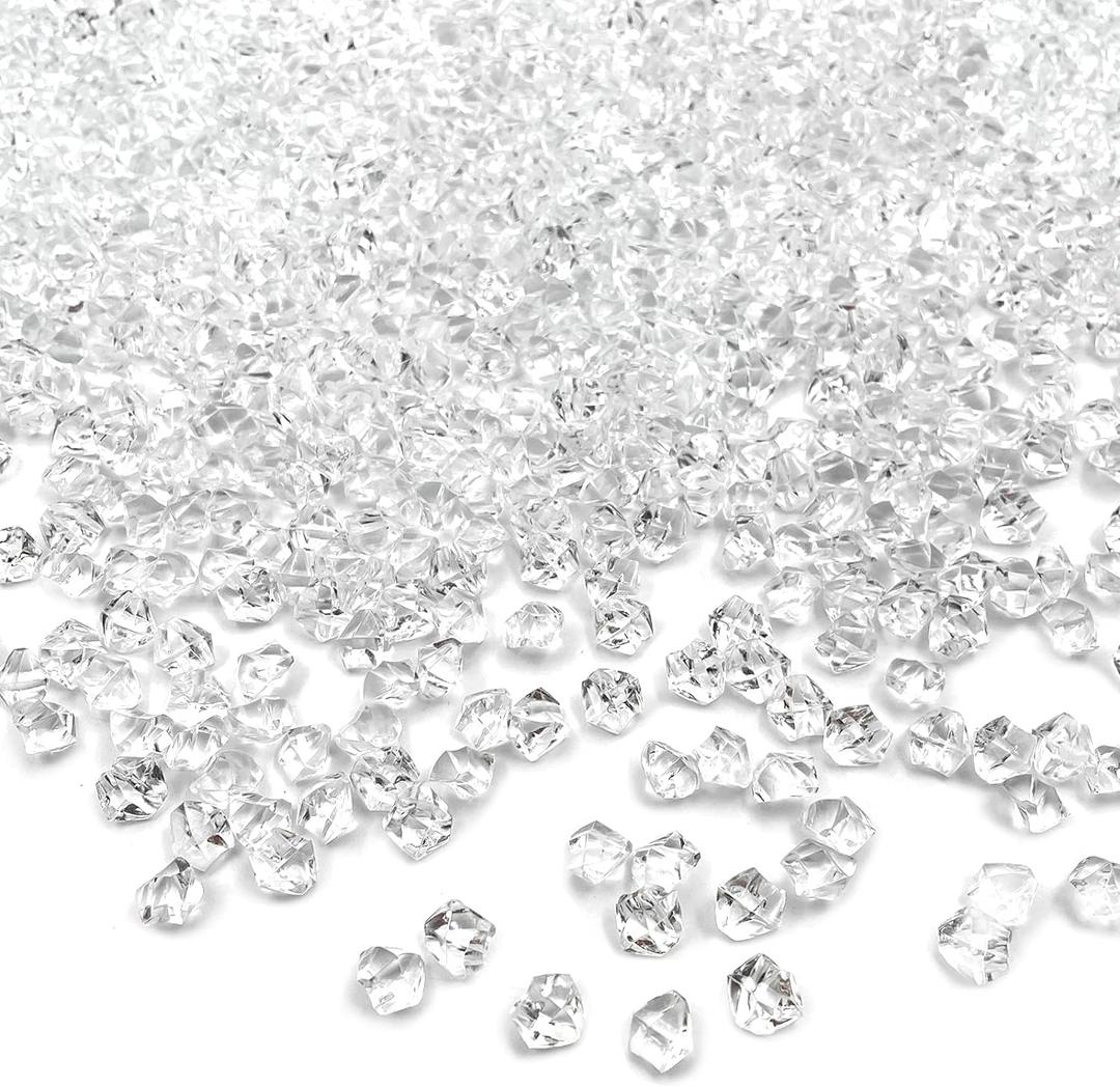 Fake Ice Rocks, 5000 pcs 5 * 7 mm Acrylic Ice Cubes Plastic Crystals Fake Crushed Ice Rocks Acrylic Gems for Vase Fillers Party Decor