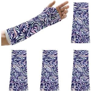 4-Pack Soft Fabric Arm Cast Cover Elastic Hand Cast Cover Protection Sleeves for Cast Wound Smooth & Comfortable (Artistic Doodle Print)
