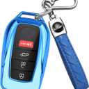 QBUC for Toyota Key Fob Cover with Keychain, Fit for Toyota Venza Corolla Cross Grand Highlander Tundra RAV4 Prime Prius Land Cruiser Sequoia Sienna Crown Tacoma 2025 Camry (Blue)
