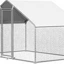 Large Chicken Coop Metal Chicken Run for 6 Chickens,Dog Kennel Quail Cage Duck House with Waterproof and Anti-UV Cover Lockable Door Design(9.8'Lx6.6'Wx6.4'H)