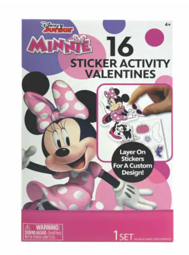 Disney Junior Minnie Sticker Activity Valentines, 2 Pack 
