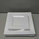 SETUP 60-Piece White Square Plastic Dinnerware Set – 30 9.5" Dinner & 30 6.5" Salad Plates – Heavy-Duty Disposable for Weddings, Catering, Parties