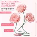 Maysing 3 Pcs 5ft Large Rose Flowers Giant Artificial Light Pink Rose
