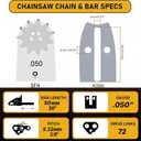 20" Chainsaw Bar and Chain Combo, 3/8" .050" 72DL for Husqvarna 455 Rancher