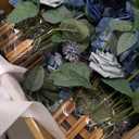 Ling's moment 17.5" Tall Standing Artificial Flowers Arrangements 4pcs Fall Wedding Aisle Runner Chair Decorations Dusty Blue & Navy Centerpieces for Ceremony Reception Rose Floral Party Outdoor