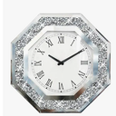 XIHACTY Wall Clock, Octagon Mirror Glass Clock, Cute Diamond 12inch NonTicking Clock for Wall Décor, Perfect Home Decor for Bedroom, Bathroom Motif, Dining Room(Excluding Batteries.)