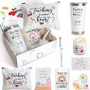 UAREHIBY 10 PCS Best Teacher Appreciation Gifts for Women,20 OZ Wine Tumbler Back to School Gifts for Teachers,Personalized Thank You Basket Box with Cosmetic Bag for New Teacher