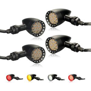 Universal Front Rear LED Turn Signals Motorcycle Brake Taillights 12V Bullet Running Lights Compatible with Harley Sportster Kawasaki Honda Yamaha Suzuki (Amber/Red/White)