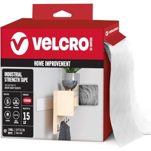 VELCRO Brand Industrial Strength Fasteners | Stick-On Adhesive | Professional Grade Heavy Duty Strength Holds up to 10 lbs on Smooth Surfaces | Indoor Outdoor Use | 15ft x 2in Tape, White