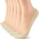 No Show Socks Womens Liner Ultra Low Cut Non Slip Invisible Socks for Flats (6-8, 6 Pairs Nude)