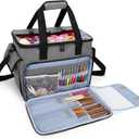CURMIO Knitting Bag, Yarn Storage Tote with Compartments for Knitting Needles, Crochet Hooks, Knitting Project and Accessories, Bag Only, Gray
