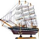 Model shipHandmade Sailboat, Ocean Themed Sailboat Model, Mediterranean Sailboat, Wooden Sailboat Suitable for Home and Office desks (White sail, Brown Hull)