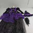 Spooktacular Creations Halloween Witch Costume Kids, Light Up Witch Dress with Hat and Broom for Girls, Toddlers Bat Outfit Set for Halloween Costumes Role Play Parties, Purple (Large(10-12 yrs))