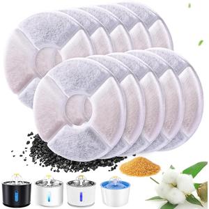 RBAYSALE Cat Water Fountain Filters 12 Pack Cat Fountain Filter Replacement, 3 Triple Filtration System, Activated Carbon Filters for 84oz/2.5L Automatic Cat Fountain