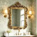 Large Antique Gold Mirror, 43.7'' x 32.2'' Ornate Lightweight PU Frame, HD Decor Mirrors, Baroque Mirror for Living Room Dining Room Entryway to Enhance Space Aesthetics