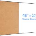 Cork Board White Board Combo for Wall, 30" x 48"