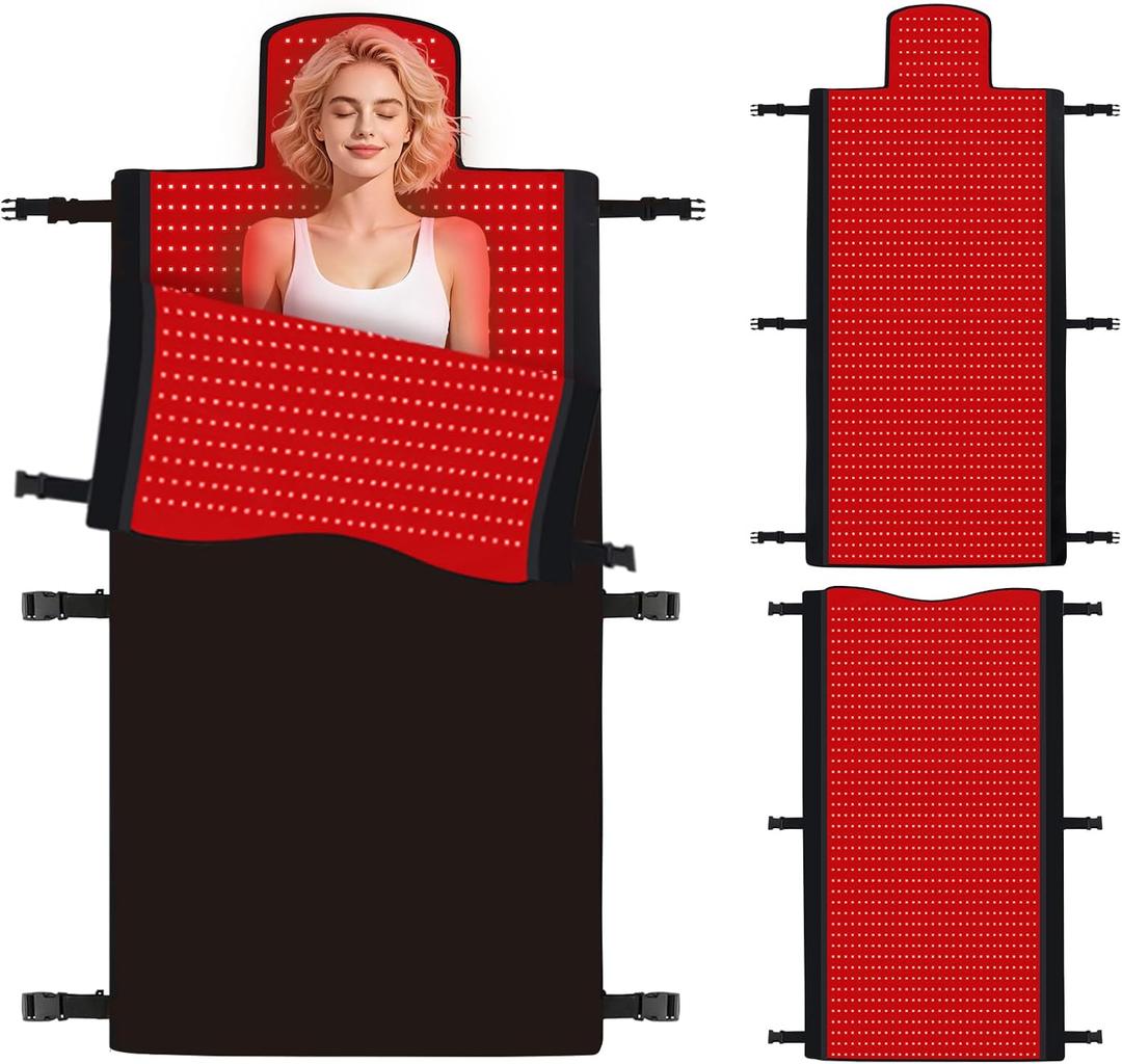 Red Light Therapy Mat, 2in1 LEDs (660nm& 850nm) Red Light Therapy Blanket, Premium Material, Adjustable Timer & Intensity