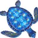 Cabilock Metal Sea Turtle Wall art Decor, Outdoor Indoor Nautical Hanging Art, Blue 3D Metal Hanging Decor Beach Sculptures for Garden Pool Patio Balcony Kitchen or Bathroom