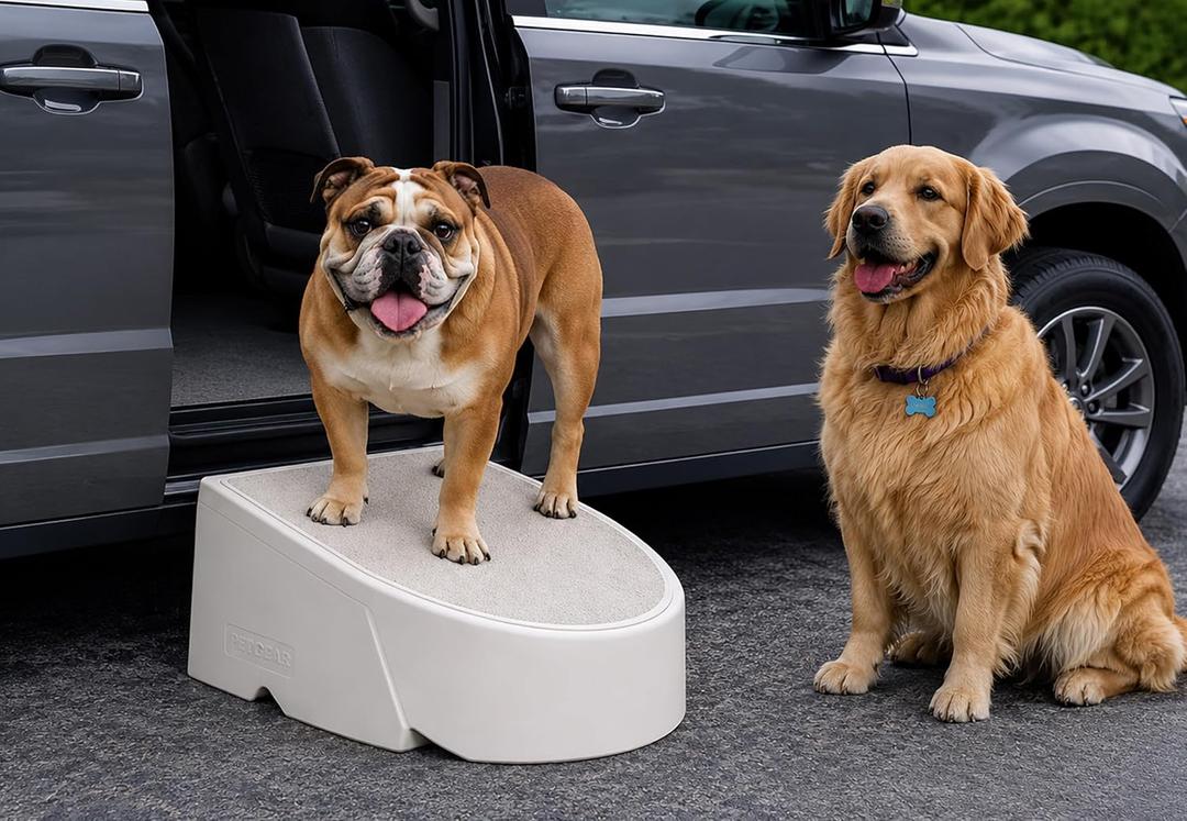 Pet Gear One Step for Dogs/Cats, Light Sand | Lightweight/Portable, Sturdy, No Tools Required, Removable, Washable Carpet, Supports 175 lbs