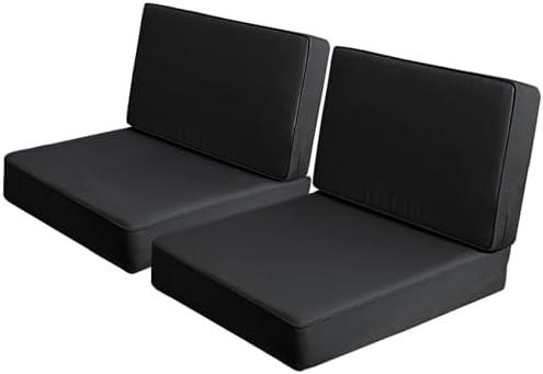 AAAAAcessories Outdoor Deep Seat Cushions, Foam Pillow, Waterproof, Fade-Resistant Patio Furniture Replacement Cushions, 24" x 24" x 5", Set of 2, Black