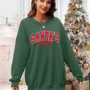 LUKYCILD Christmas Vibes Sweatshirt Women Merry Christmas Shirt Xmas Long Sleeve Shirt Winter Holiday Sweatshirts (Medium, Green2-santa)