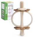 haakaa Silicone Baby Teether Toys,Nipple-Shaped End for Gum Massage,360 Baby Toothbrush Head for Self-Brushing Training,Easy to Grip-Cocoa