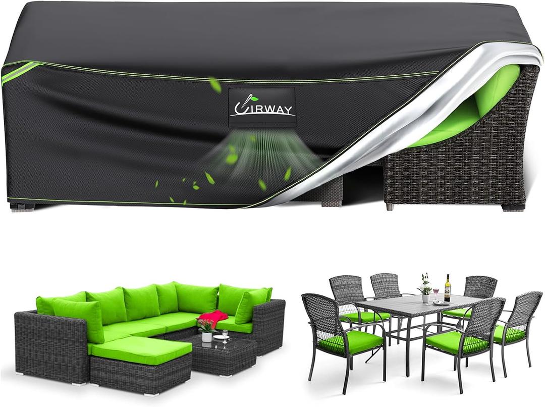 UIRWAY Patio Furniture Covers, 74"L x 47"W x 28"H Outdoor Table Chair Covers Waterproof Rectangle Winter, 420D Heavy Duty Large Patio Sectional Couch Set Cover for Lawn, Garden with Reflective Strips