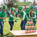 37 Pcs St. Patrick's Day Party Game Knockdown Can Set, 2 in 1 Bean Bag Toss and Slingshot Shooting Game with Metal Cans Bean Bags Slingshots Foam Balls for Family Gathering Carnival Party