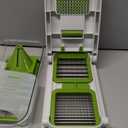 Mueller Pro-Series V Blade Veggie Chopper, Egg Slicer, Spiralizer, Dicer, Cutter, Food Chopper, Gifts for Mom, Kitchen Accessories & Kitchen Essentials with Food Container and Lid White Sand/Green