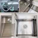 1000mm/39.3Inch Laundry Utility Sink With Washboard Stainless Steel Kitchen Sink with Faucet Household Pool Balcony Room Wash Basin Easy Clean Double-Bowl
