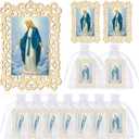 Quelay 12 Pcs Virgen De La Caridad Del Cobre Wooden Picture Frames with Organza Gift Bags Virgen Caridad Del Cobre Decor Religious Gift Catholic Party Supplies Christening Memorial Engrave Presents